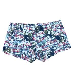 Vintage American Eagle Madras Plaid Floral Micro Shorts Y2K Low Rise Size 8